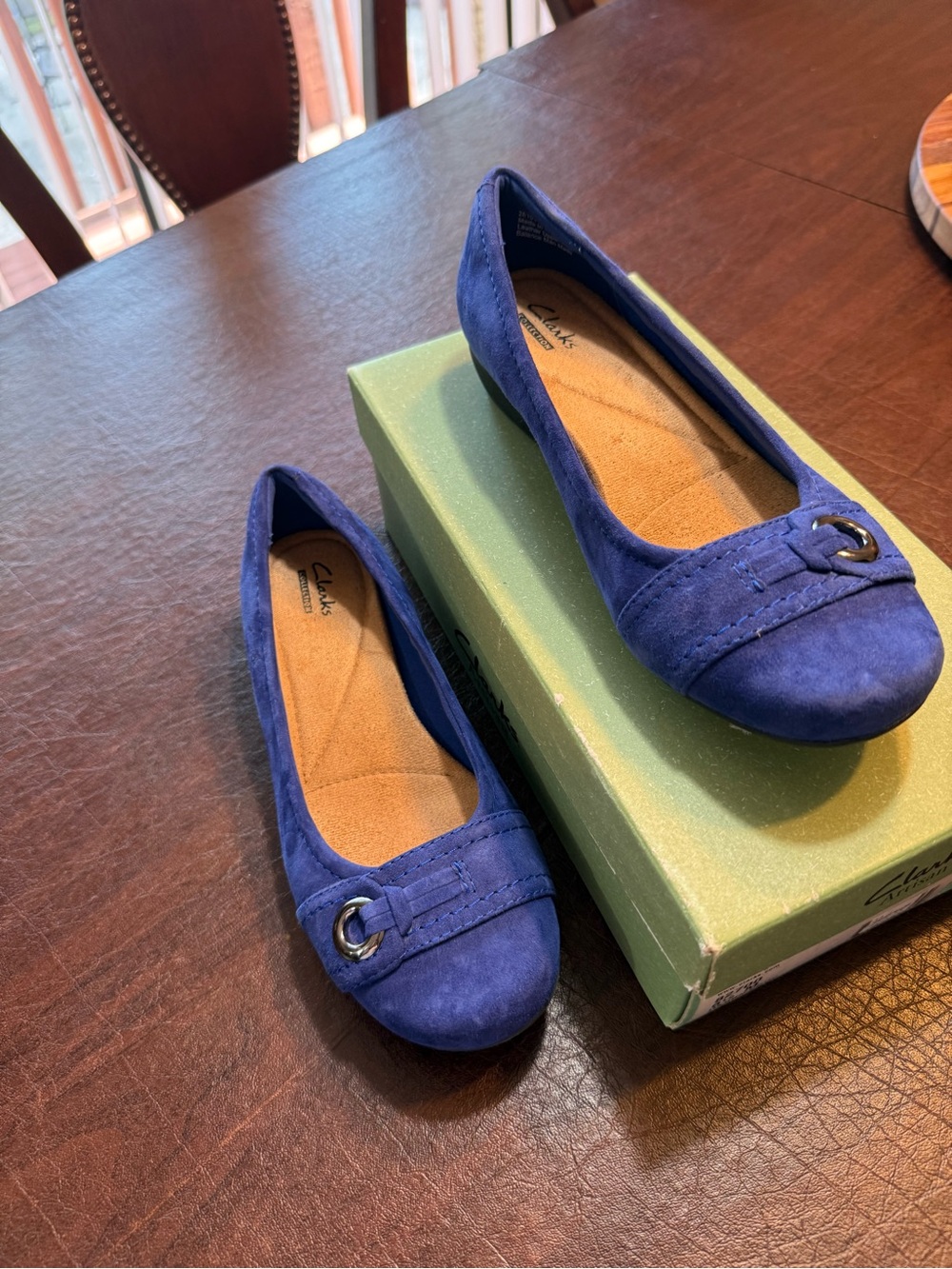 Clarks Royal Blue Suede Slip-On Ballet Flats